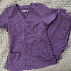 Grey’s Anatomy Heathered Purple XS Scrub Set